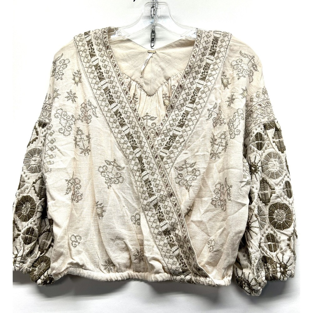 Free People Womens XS V-Neck Embroidered Crop Top (G4)
